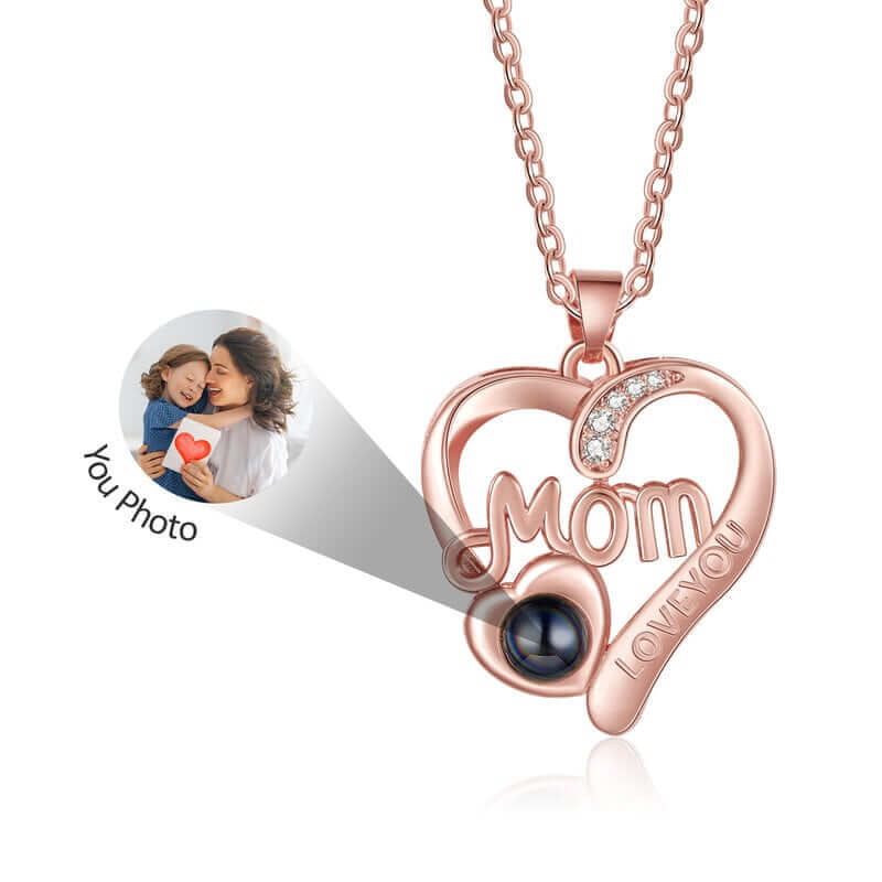 Personalised Heart Shaped Photo Projection Mom Necklace