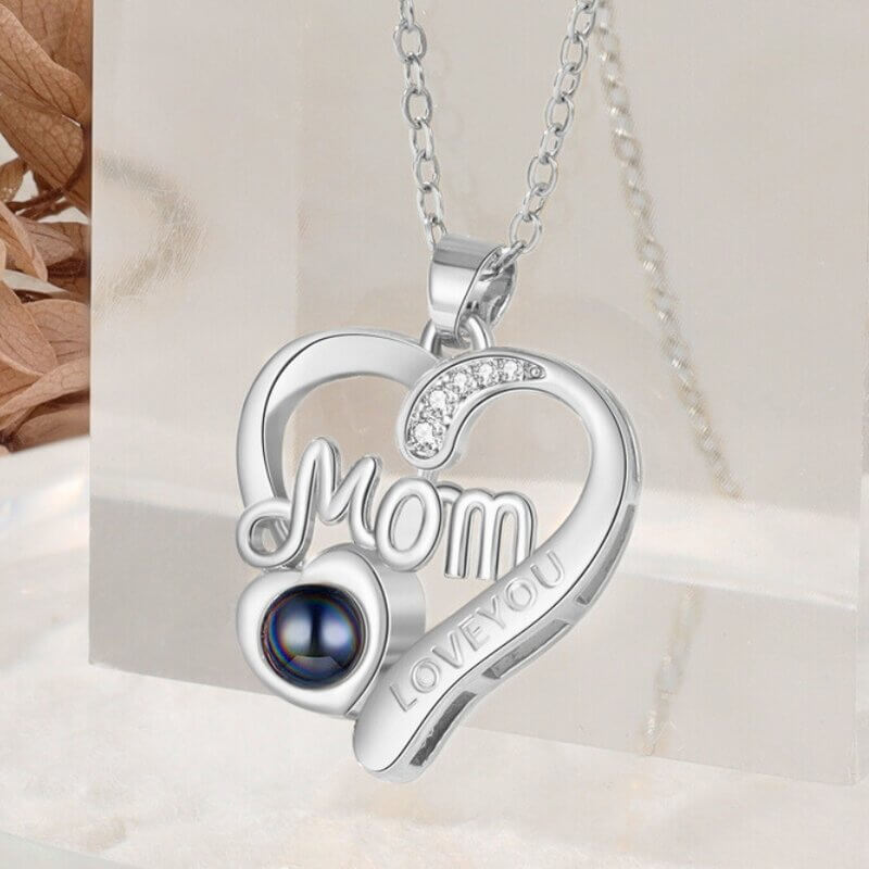 Personalised Heart Shaped Photo Projection Mom Necklace