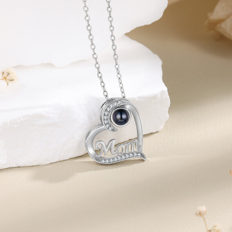 Heart Shaped Photo Projection Necklace for Mother