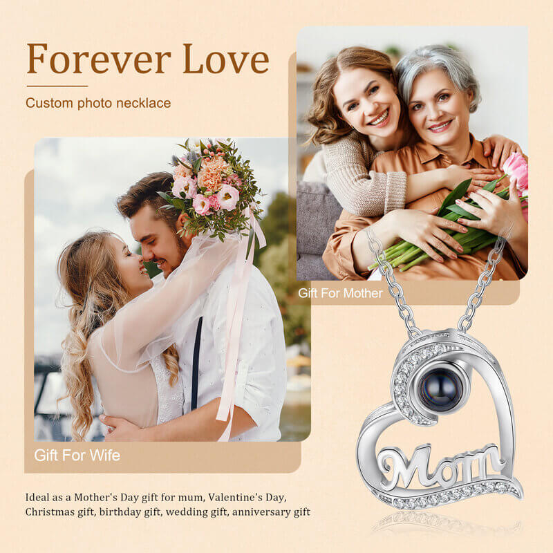 Heart Shaped Photo Projection Necklace for Mother