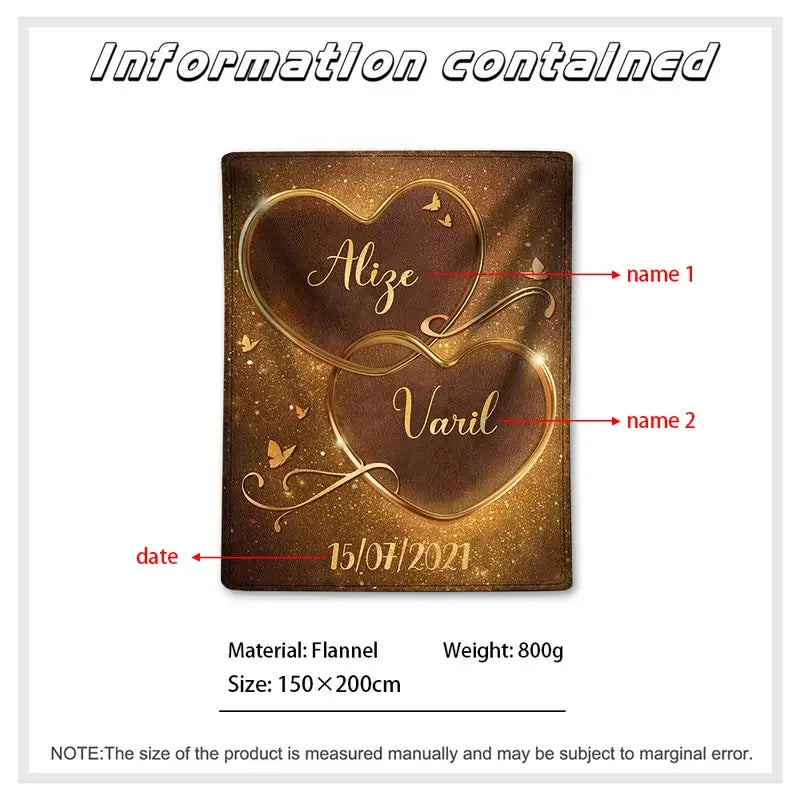 Personalised Blanket | Personalised Name Blanket | Personalised Blanket for Couples