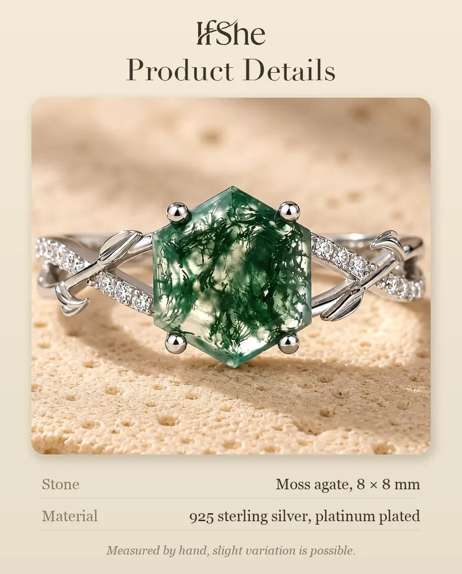 Moss Agate Ring - size and material details