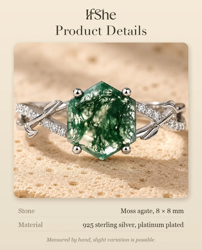 Moss Agate Ring - size and material details