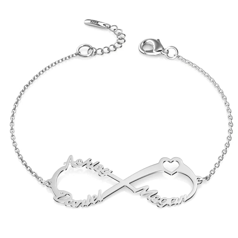 Infinity Two Names Bracelet, Personalised Infinity Jewellery, Custom Infinity Bracelet Sterling Silver/Gold/Rose Gold