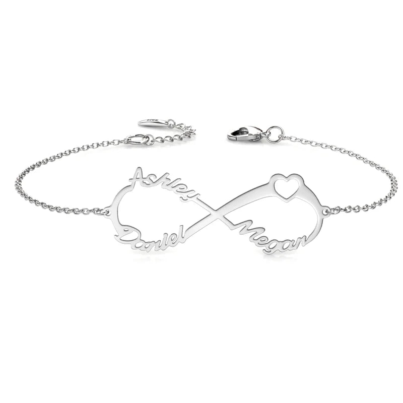 Personalized infinity bracelet sterling silver discount
