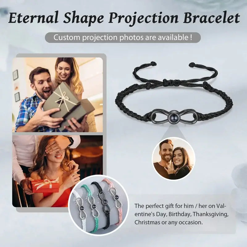 Infinity Love Photo Projection Bracelet with Picture Inside | 4 Colours