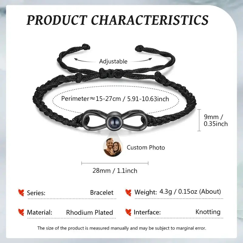 Infinity Love Photo Projection Bracelet with Picture Inside | 4 Colours