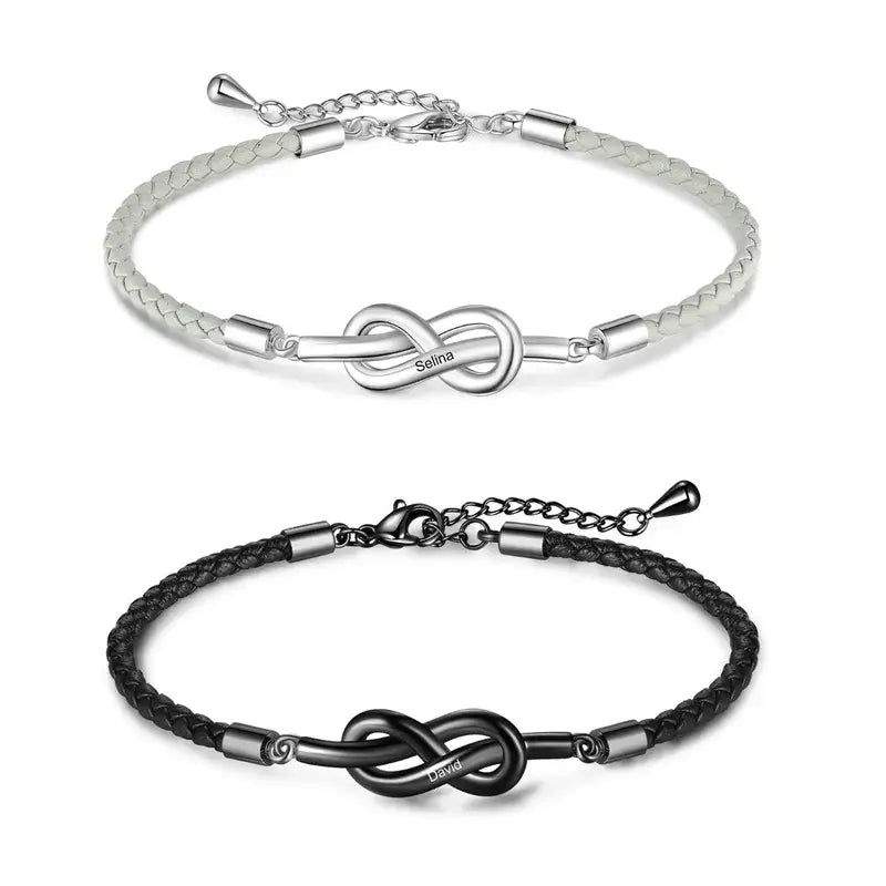 Infinity Matching Couple Bracelets | Engraved Couple Bracelets
