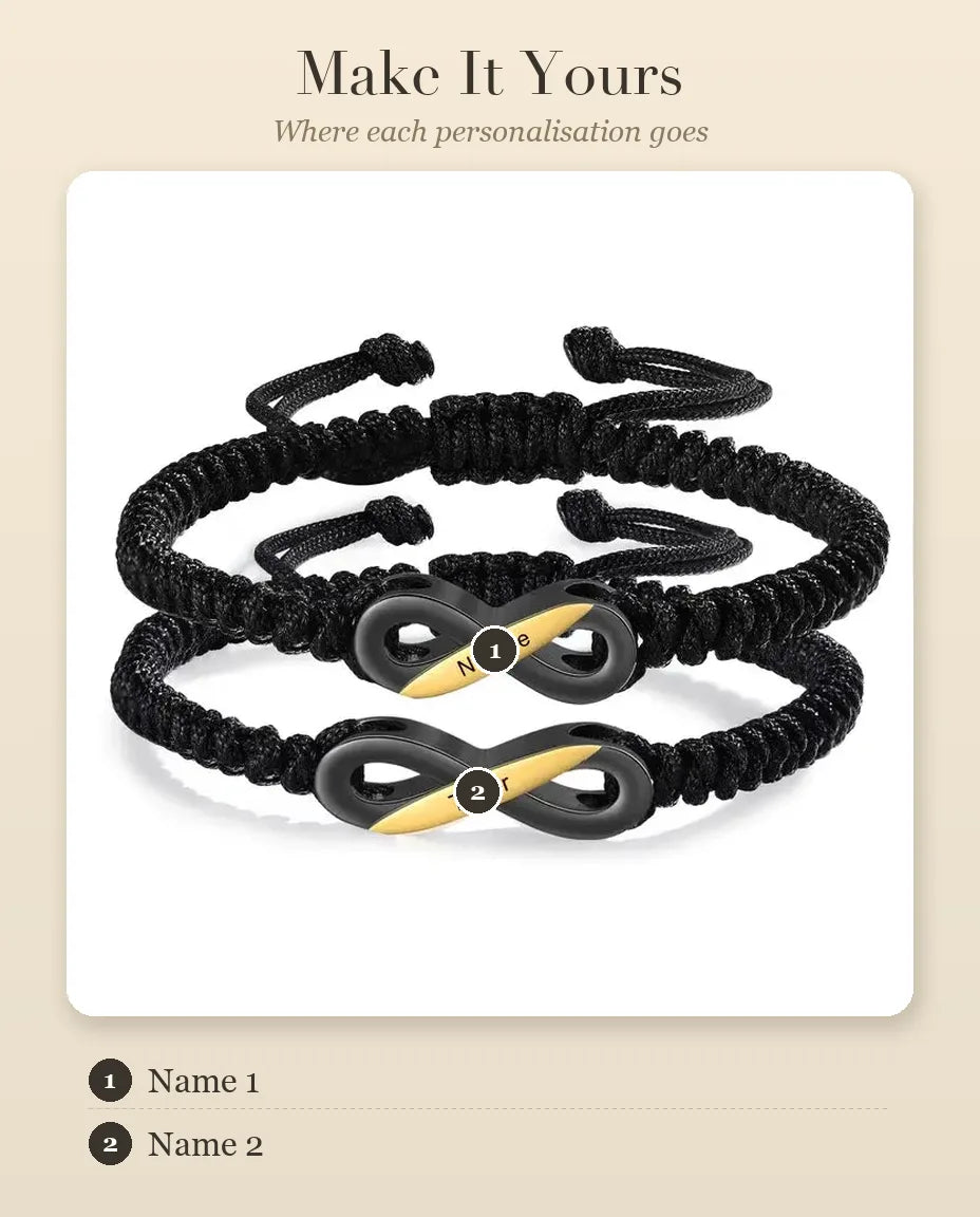 Infinity Matching Bracelets for Couples – personalisation guide