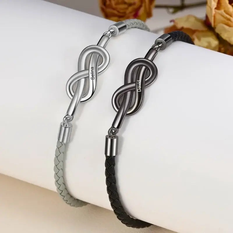 Infinity Matching Couple Bracelets | Engraved Couple Bracelets