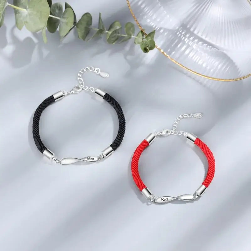 Infinity Matching Bracelets for Couples Engraved Names Bracelet
