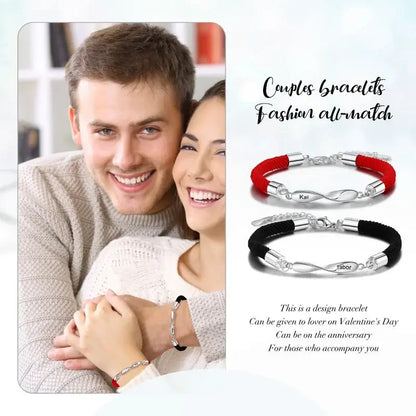 Infinity Matching Bracelets for Couples | His and Hers Bracelets | Engraved Name Bracelets