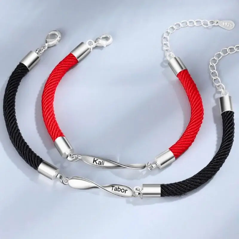 Infinity Matching Bracelets for Couples Engraved Names Bracelet