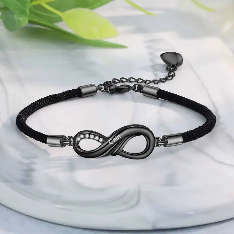 Infinity Personalised Couple Bracelets | Engraved Names Matching Bracelets