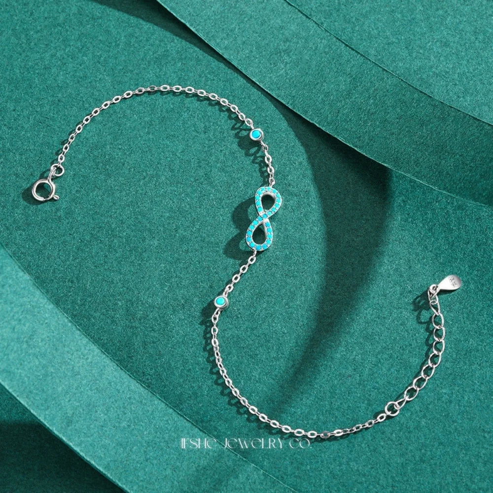 Infinity Turquoise Bracelet in 925 Sterling Silver – Sterling Silver Bracelet for Women