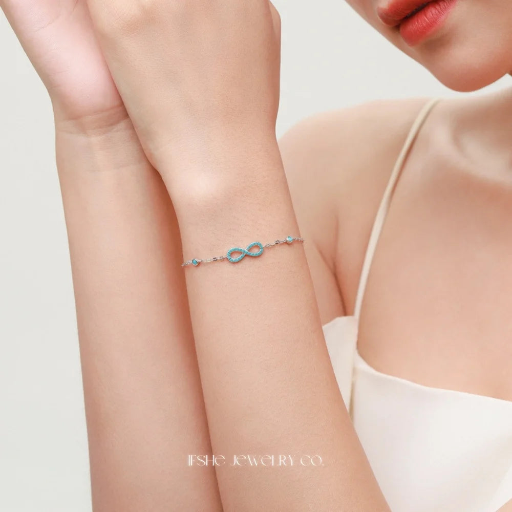 Infinity Turquoise Bracelet in 925 Sterling Silver – Sterling Silver Bracelet for Women
