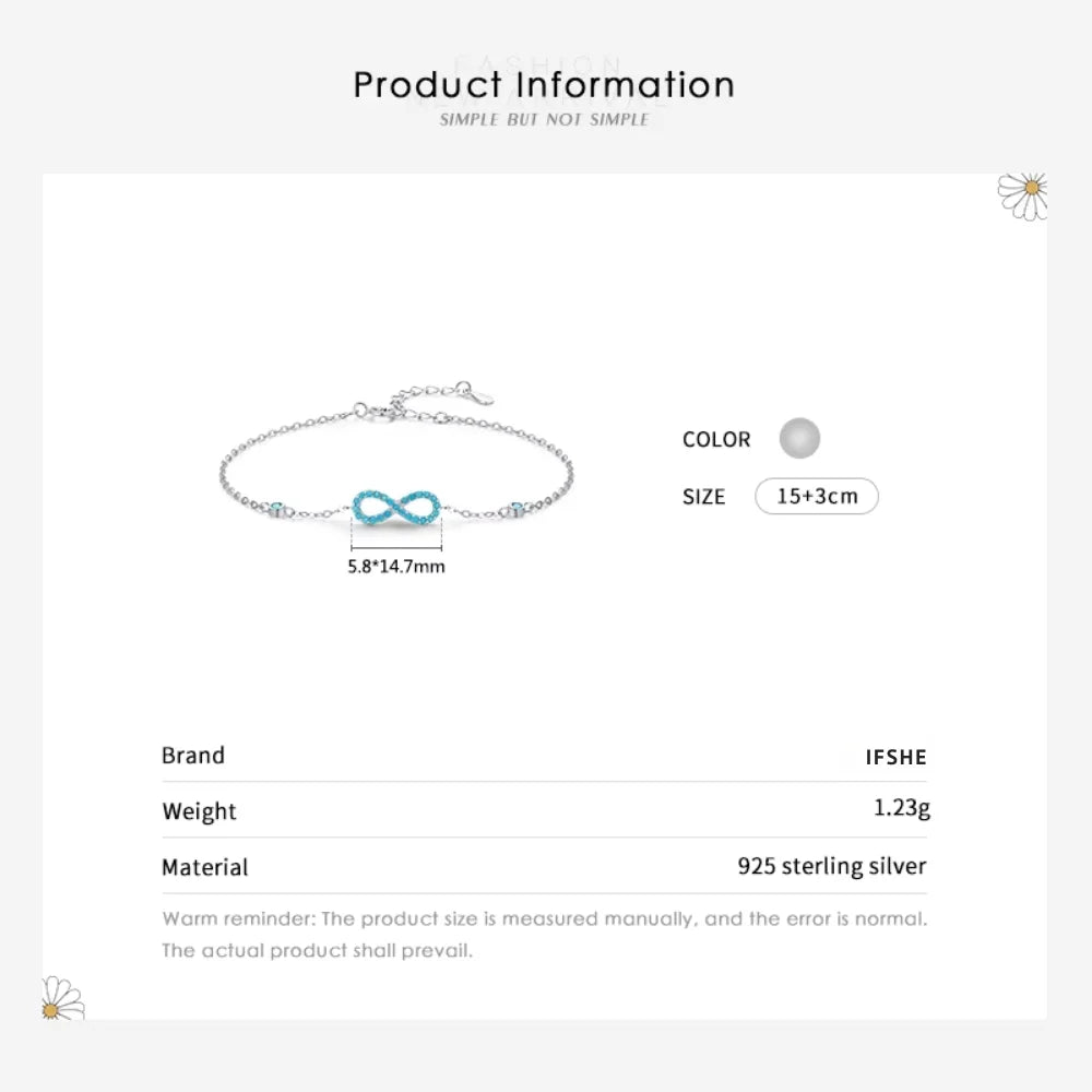 Infinity Turquoise Bracelet in 925 Sterling Silver – Sterling Silver Bracelet for Women