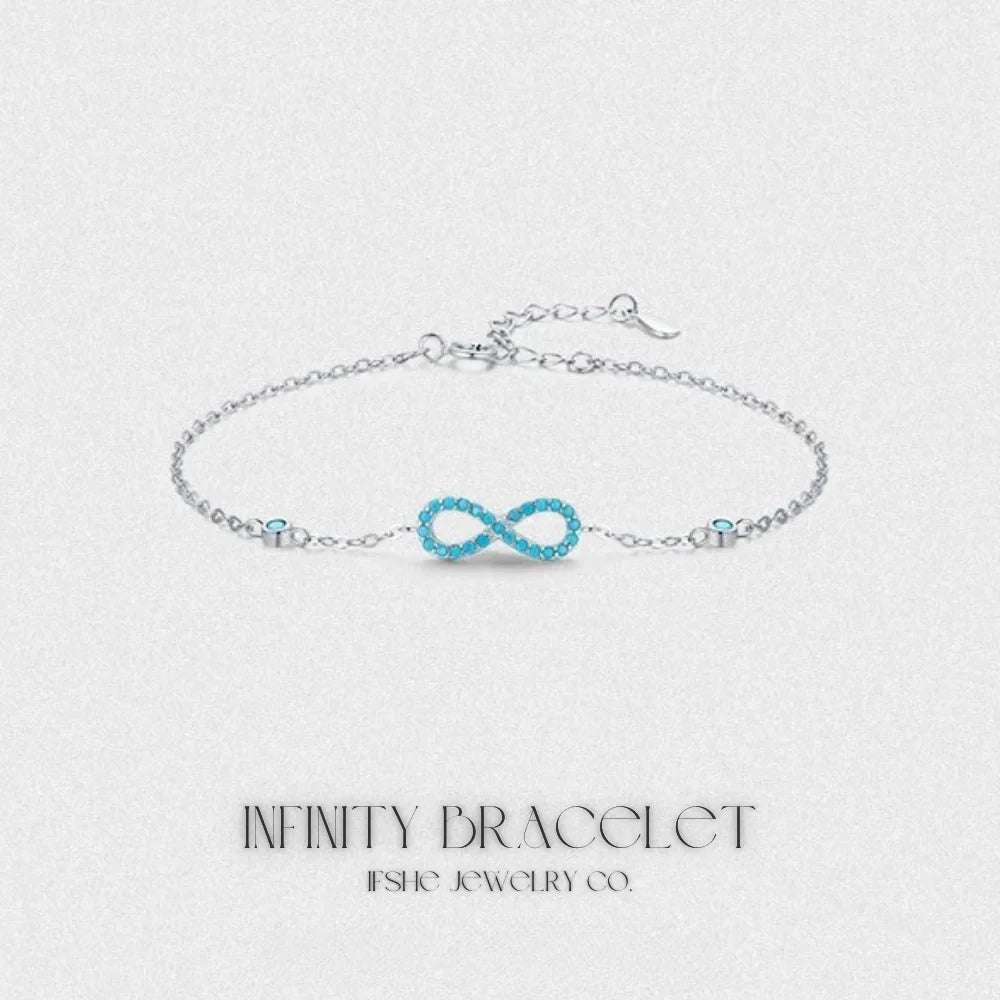 Infinity Turquoise Bracelet in 925 Sterling Silver – Sterling Silver Bracelet for Women