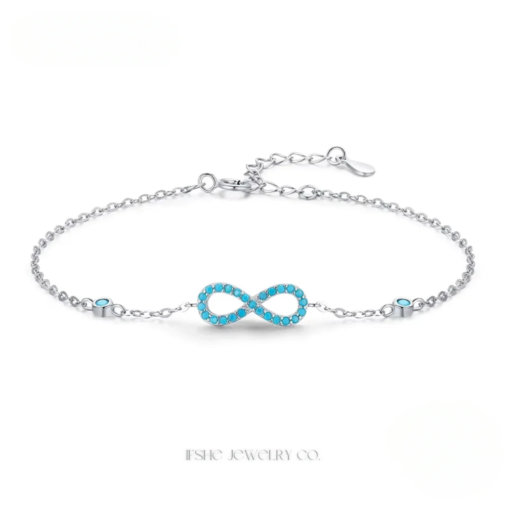 Infinity Turquoise Bracelet in 925 Sterling Silver – Sterling Silver Bracelet for Women