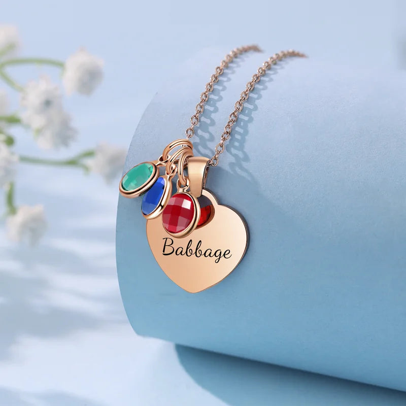 Initial and Name Birthstone Personalised Necklace