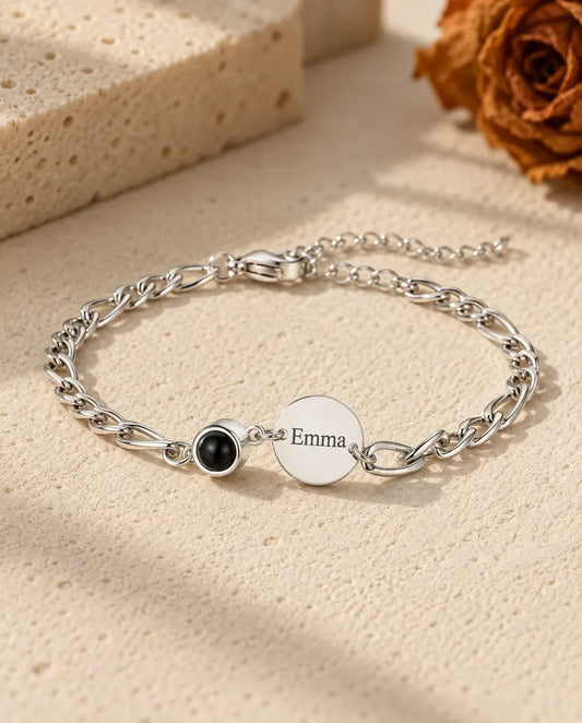 Photo Projection Bracelet - front view in silver