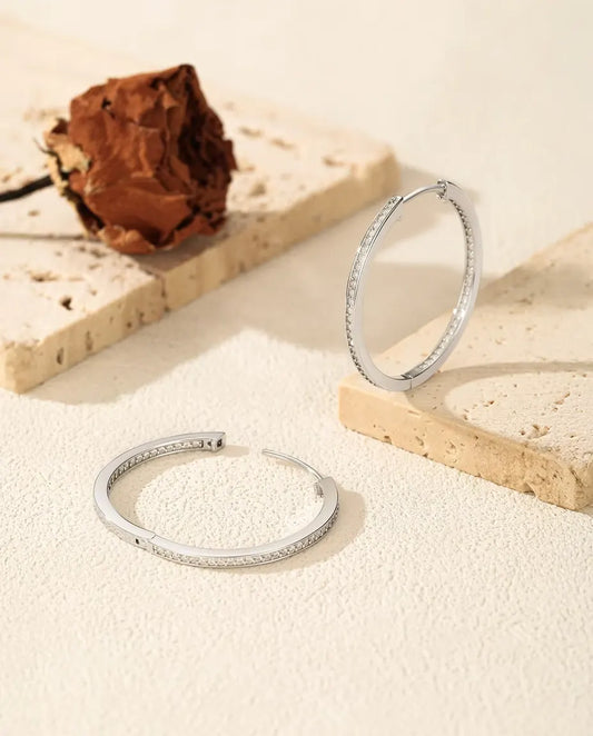 inside out moissanite pave hoop earrings 32 mm in 925 sterling silver