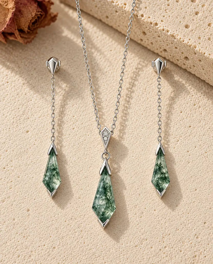 Moss Agate Jewellery Set - the complete set