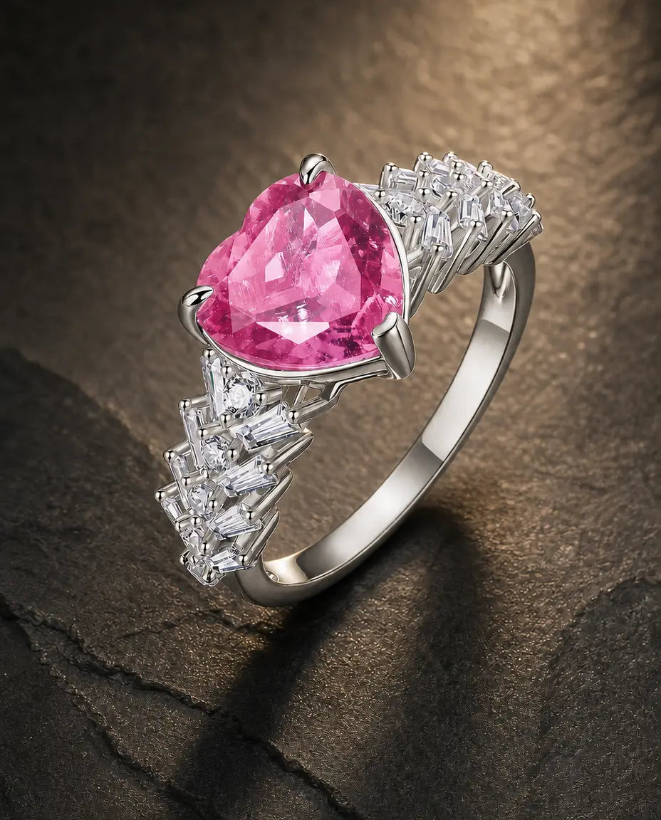 Lab padparadscha gemstone ring in 925 sterling silver