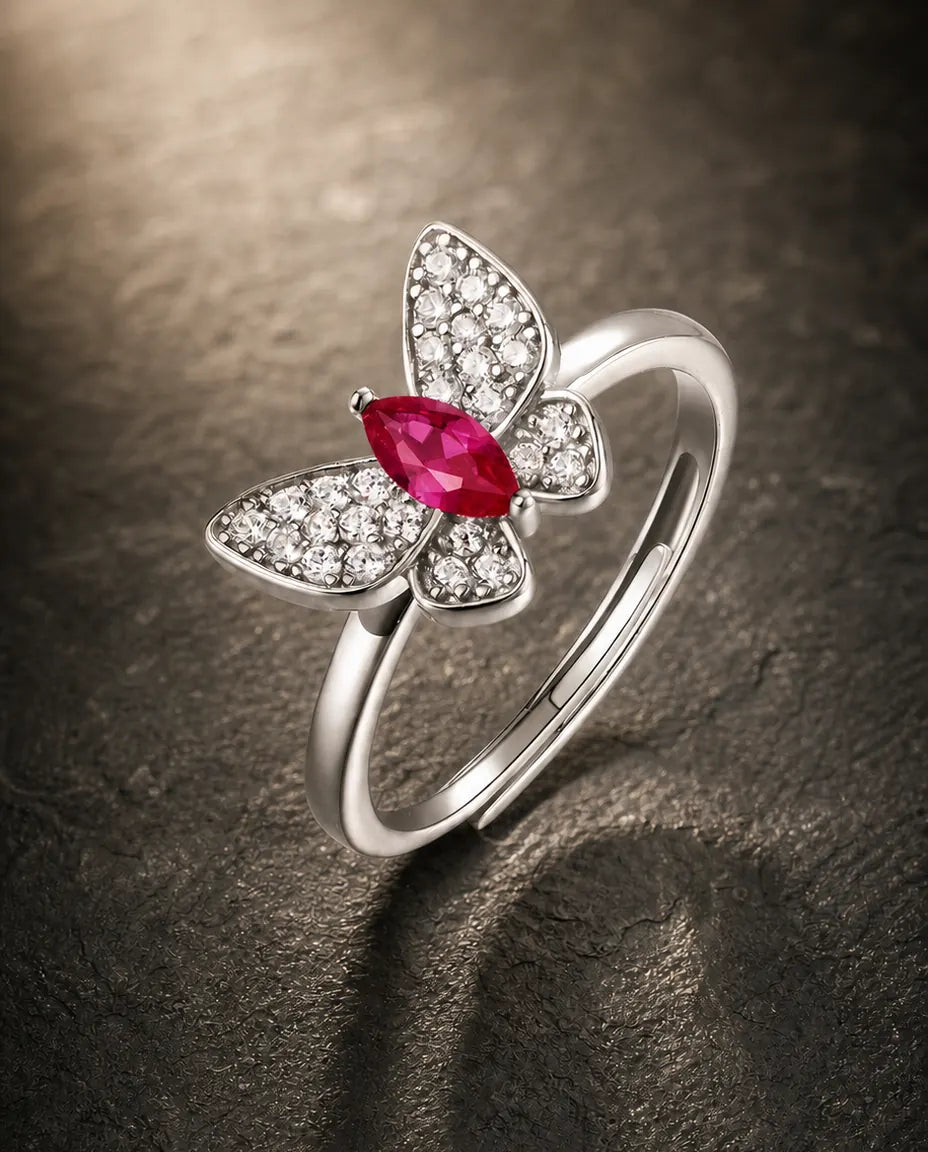 Lab ruby gemstone ring in 925 sterling silver