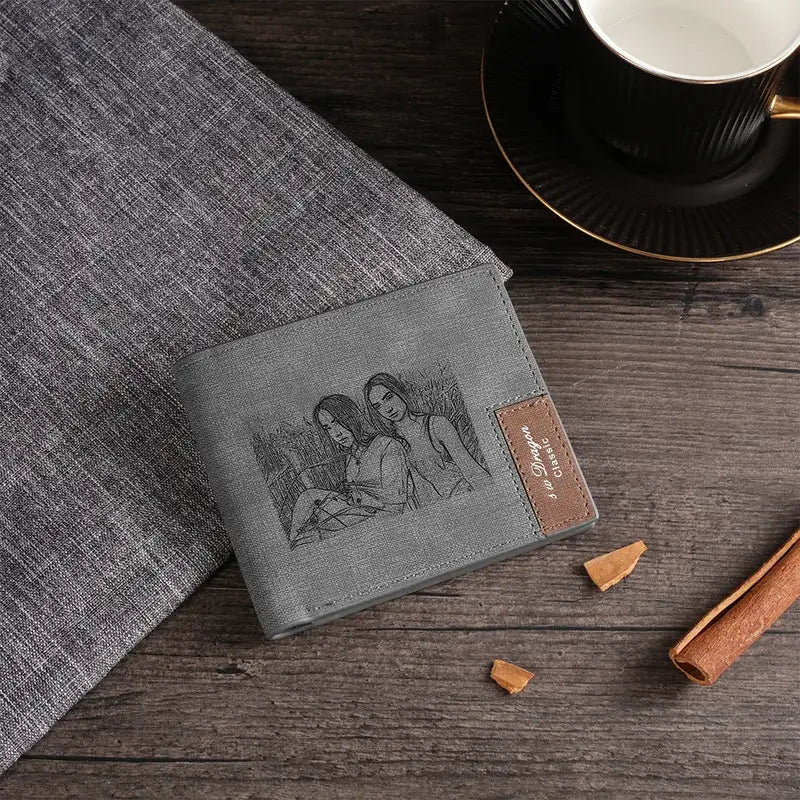 Leather Personalised Photo Wallet with Engraving