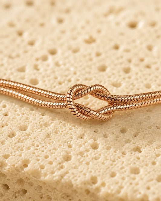 Love knot couple bracelets set of 2 in stainless steel – matching his and hers double snake chain