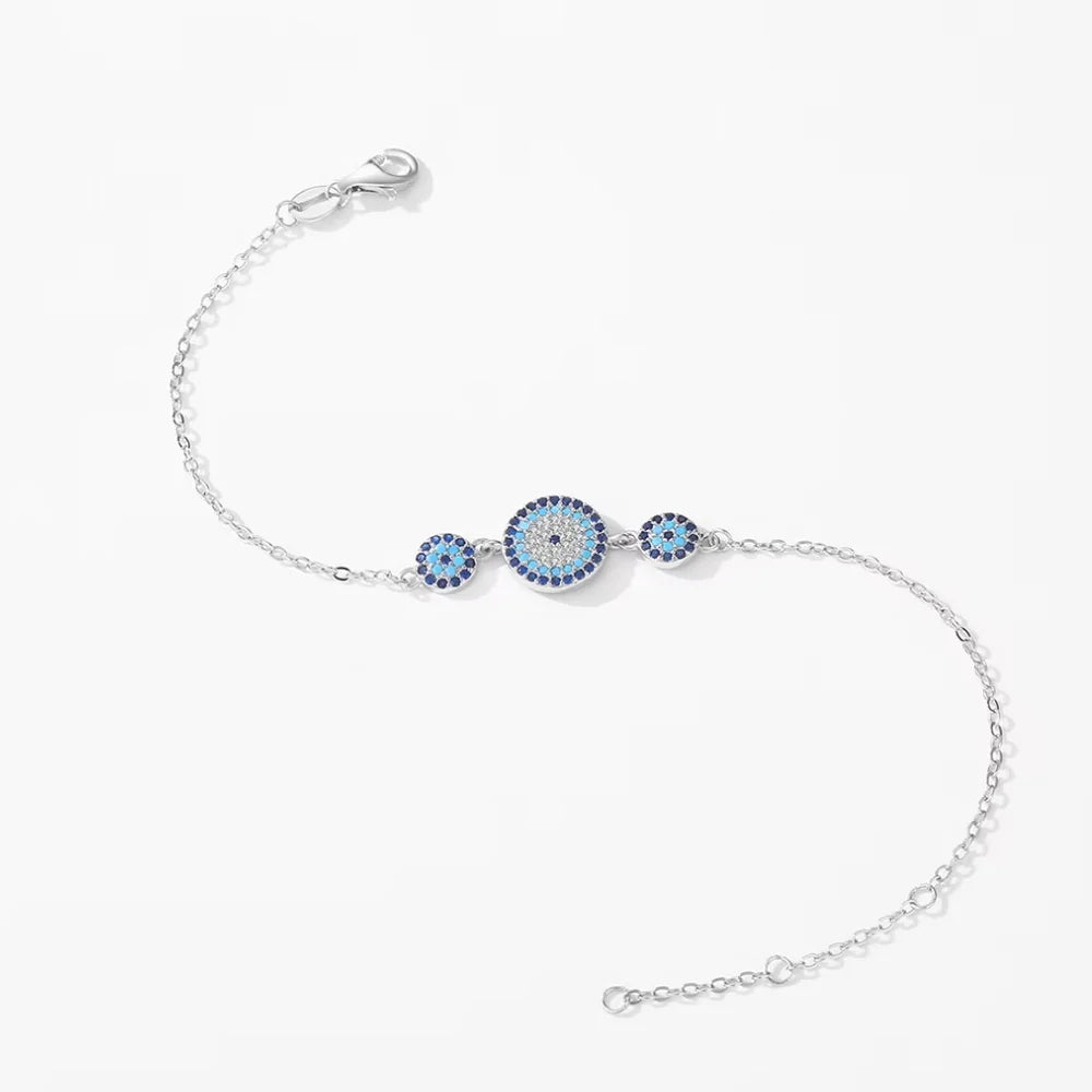 Evil Eye Bracelet - Lucky Eye Sterling Silver Charm Bracelet