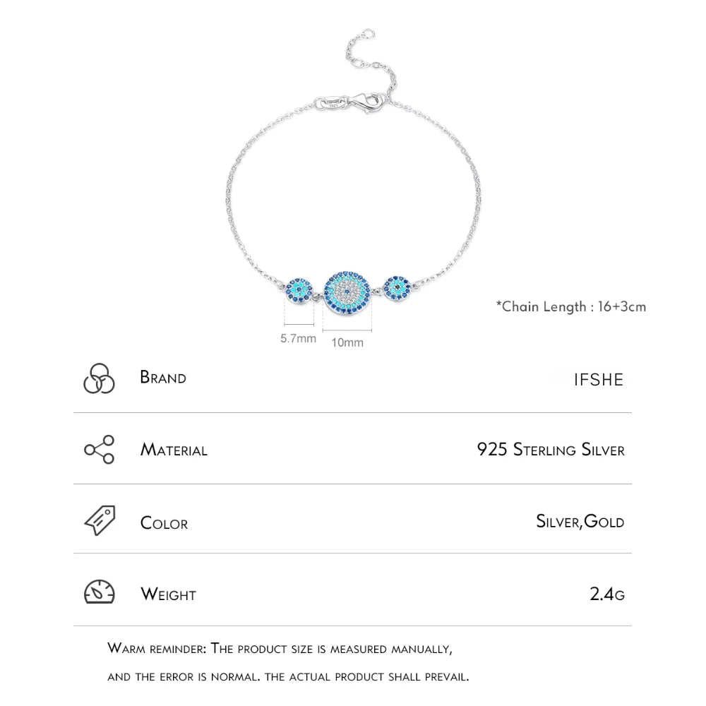 Evil Eye Bracelet - Lucky Eye Sterling Silver Charm Bracelet
