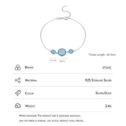 Evil Eye Bracelet - Lucky Eye Sterling Silver Charm Bracelet