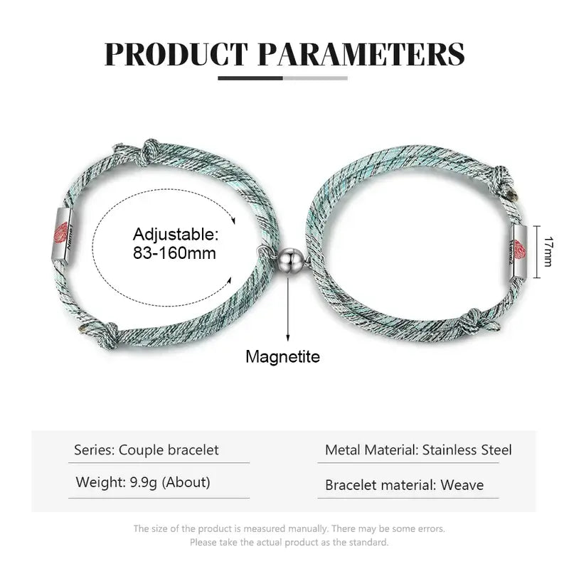 Silver Stainless Steel Magnetic Couple Bracelet, Size: Adjustable