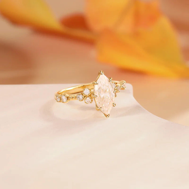 Marquise Cut Moissanite Engagement Ring