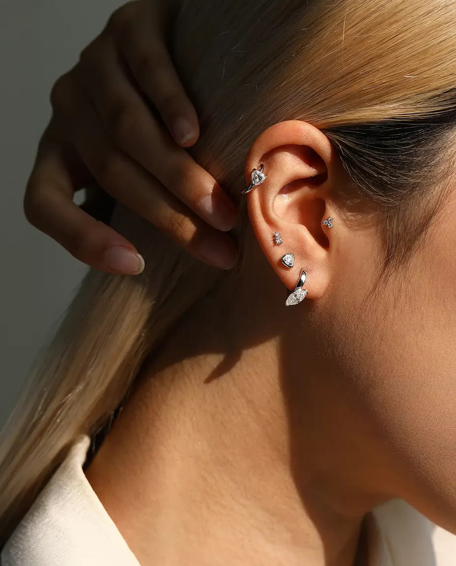 Marquise moissanite drop huggie earrings in 925 sterling silver