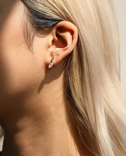 Marquise moissanite drop huggie earrings in 925 sterling silver