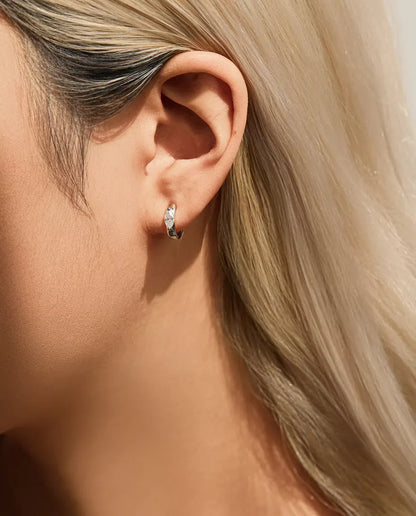 Marquise moissanite huggie earrings in 925 sterling silver