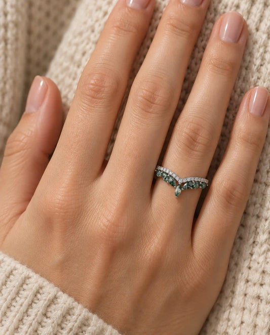 Moss Agate Ring - worn on the hand