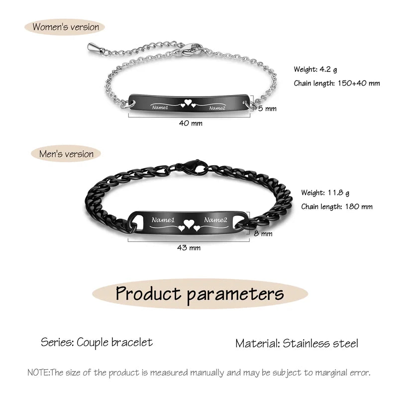 Matching Bracelets for Couples with Names IfShe UK