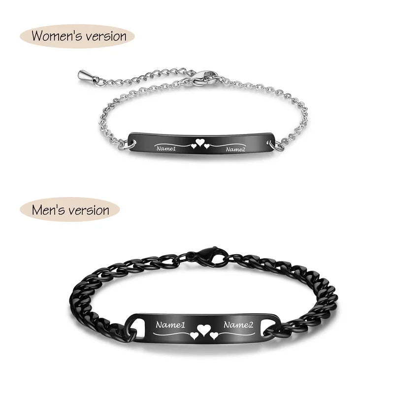Matching Bracelets for Couples | Matching Couple Bracelets | His and Her Bracelets with Names | 2 Pieces