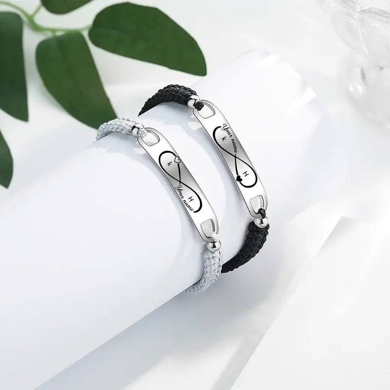 Infinity Matching Couple Bracelets with Initial and Names IfShe UK