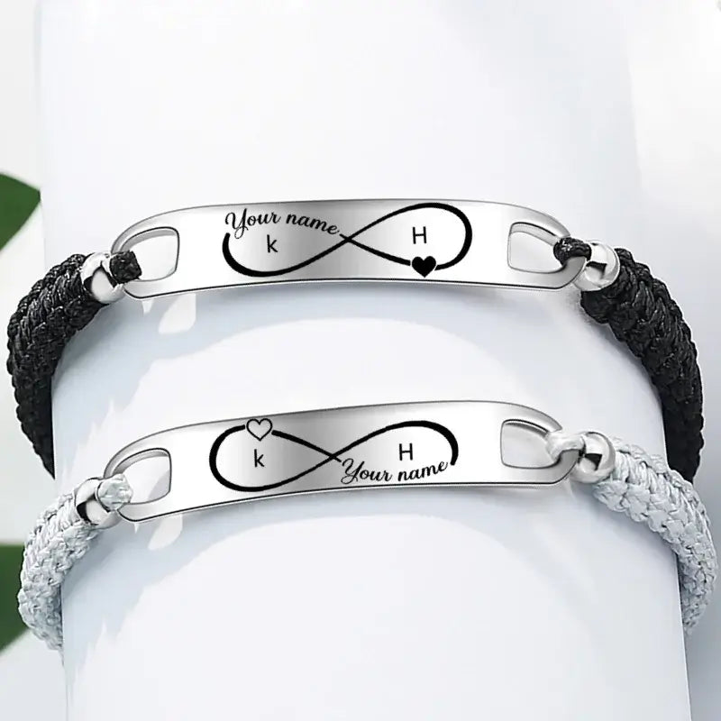 Infinity Matching Couple Bracelets | Initial Couple Bracelets | His and Hers Bracelets with Name