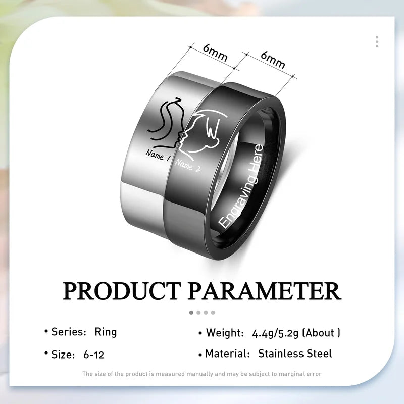 Buy Personalized Rings Engraved Silver Rings Stainless Steel Ring His Hers Couple  Ring Set Custom Engraved Ring Promise Ring Silver Wedding Band Online in  India - Etsy