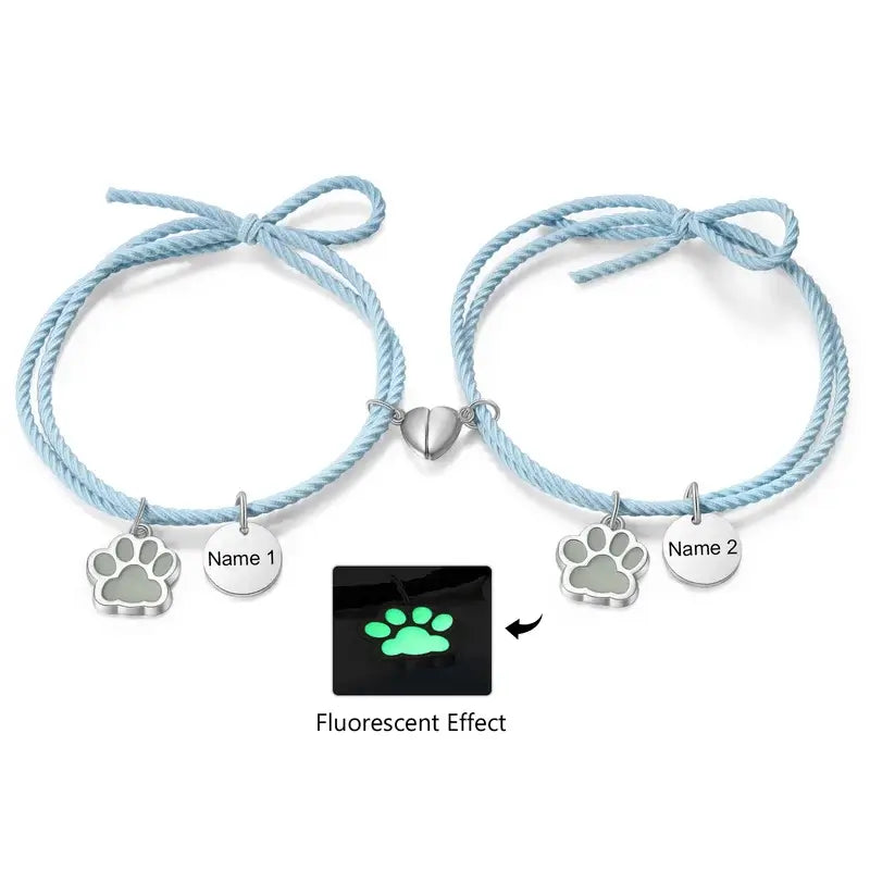 Matching Bracelets for Couples | Heart Magnetic Bracelets for Couples | Luminous Charm Braided Couple Bracelets | 5 Colours | 2 Pieces