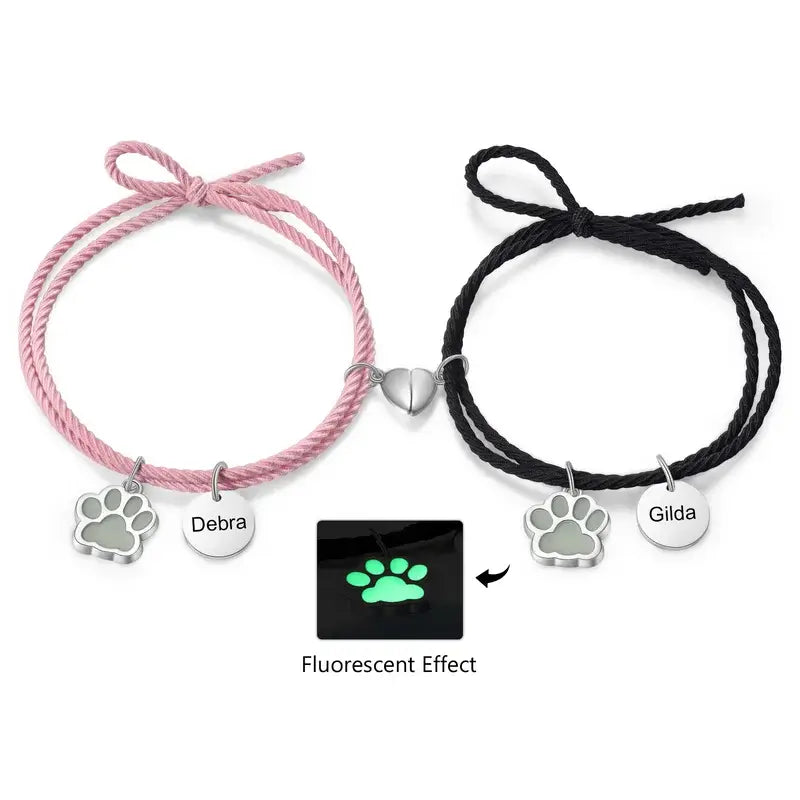 Matching Bracelets for Couples | Heart Magnetic Bracelets for Couples | Luminous Charm Braided Couple Bracelets | 5 Colours | 2 Pieces