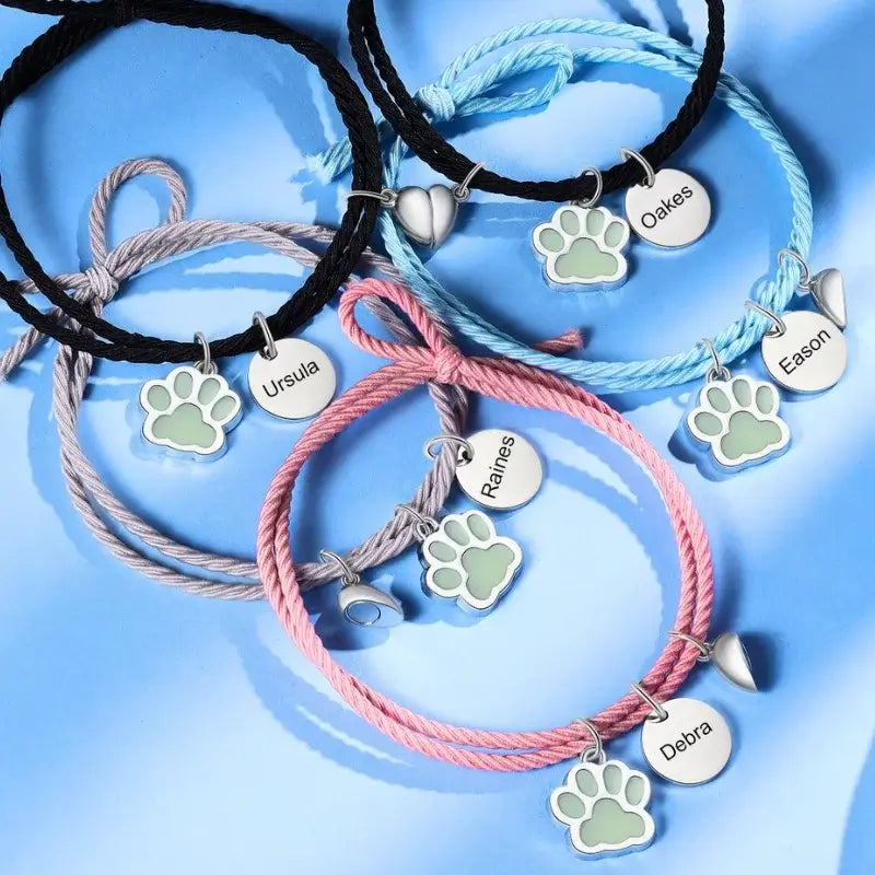 Matching Bracelets for Couples | Heart Magnetic Bracelets for Couples | Luminous Charm Braided Couple Bracelets | 5 Colours | 2 Pieces