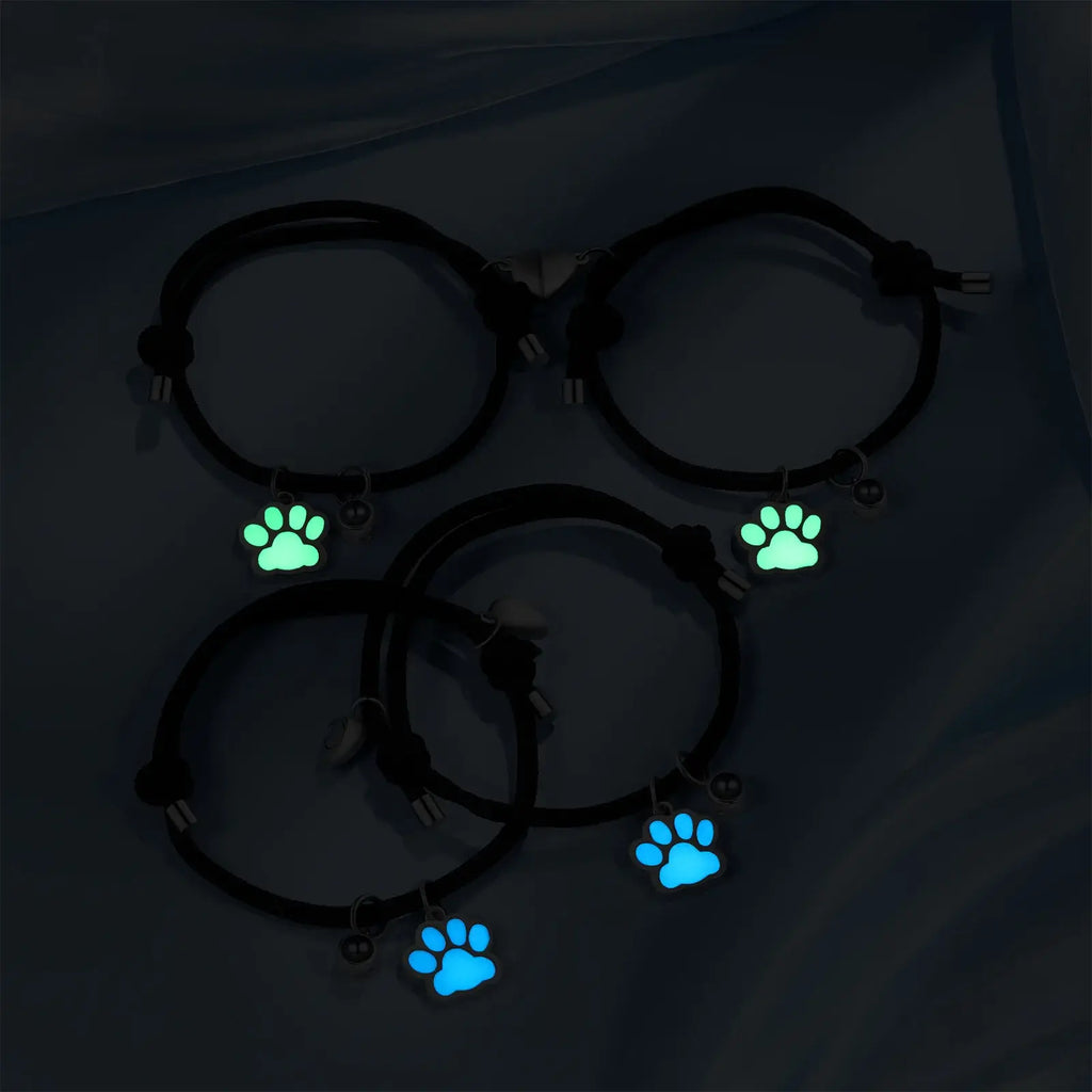 Matching Bracelets for Couples | Heart Magnetic Bracelets for Couples | Photo Projection Bracelets with Luminous Paw Charm