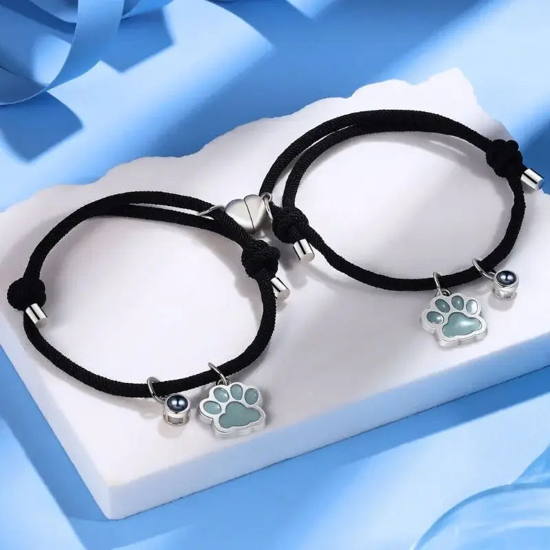 Heart Matching Bracelets for Couples with Photo Projection